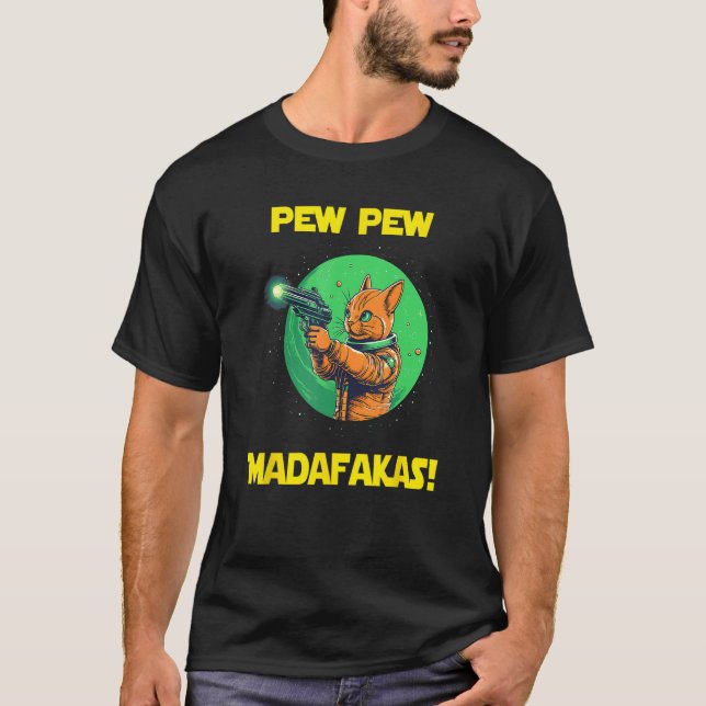 T-shirt Space Astronaut Pew Madafakas Abyssinian Cat (Devant)