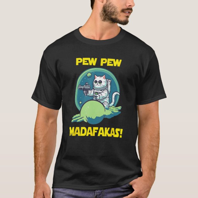 T-shirt Space Astronaut Pew Madafakas Himalayan Cat (Devant)