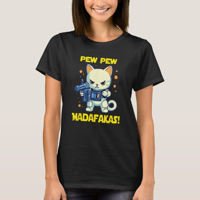 T-shirt Space Astronaut Pew Madafakas Maneki Neko Cat 1 (Devant)