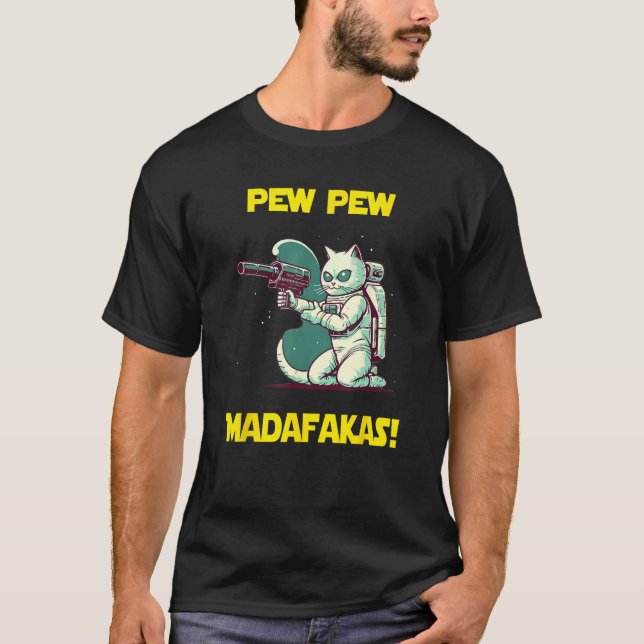 T-shirt Space Astronaut Pew Madafakas Manx Cat 1 (Devant)