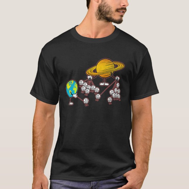 T-shirt Space Astronomy Solar System Planet Earth Saturn M (Devant)