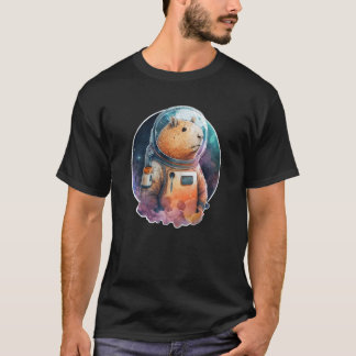 T-shirt Space Capybara Astronaut Animal Face Galaxy Capiba