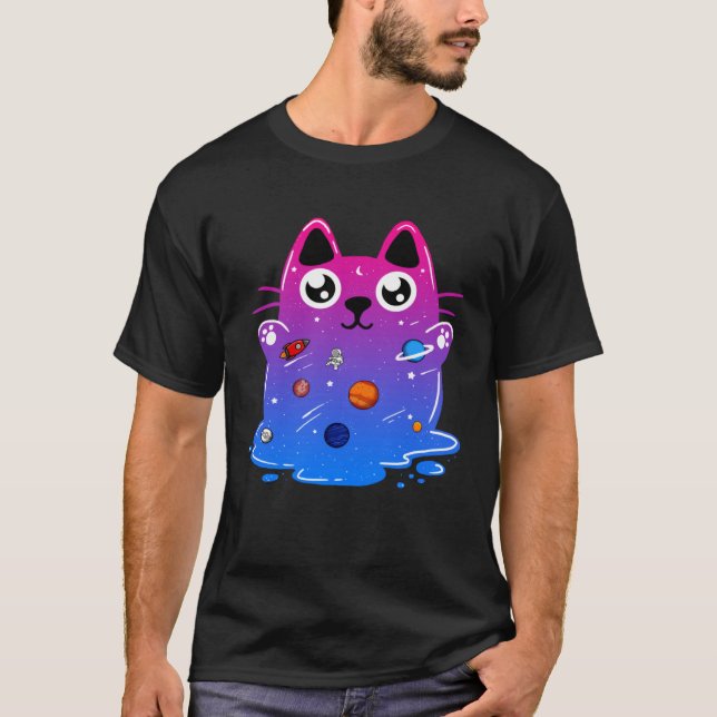 T-shirt Space Cat Kitten Science Nerd Galaxy Kitty (Devant)