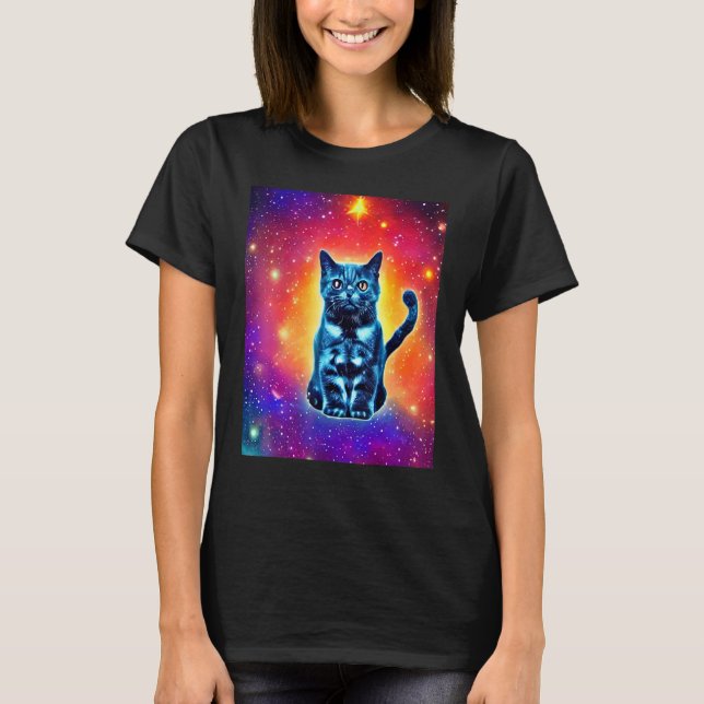 T-shirt Space Cat Kitty Kitten In Cat Style 1 (Devant)