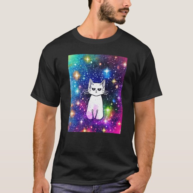 T-shirt Space Cat Kitty Kitten Lover In Cat Art Style Prem (Devant)
