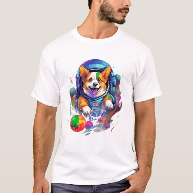 T-shirt Space Corgi Chien (Devant)
