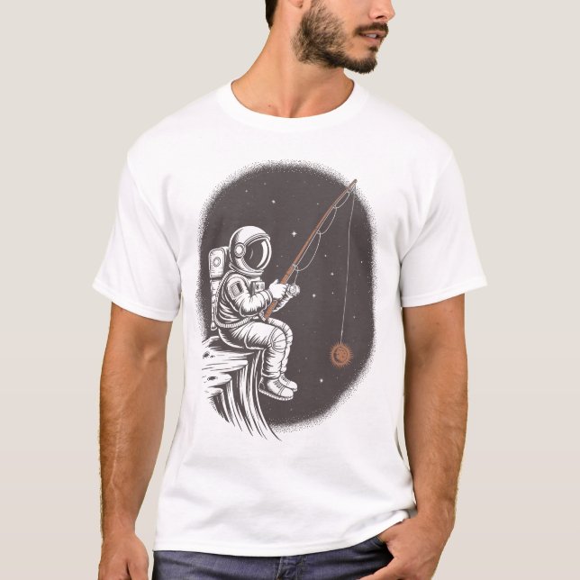 T-shirt Space Fisher – Astronaut Catching the Sun and Moon (Devant)