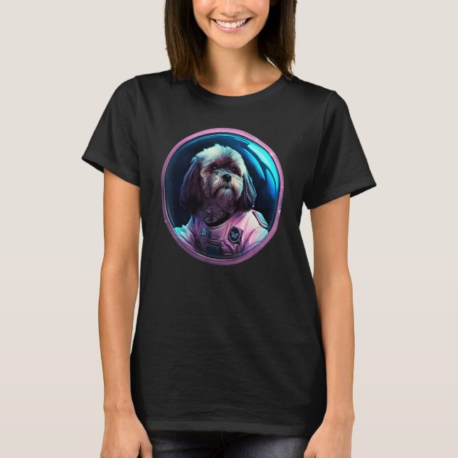 T-shirt Space Lhasa Apso Dog Mom Dad Lhasa Apso (Devant)
