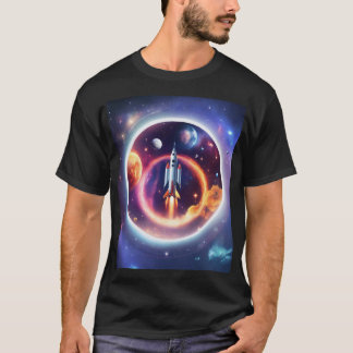 T-shirt "Space Rocket Holographic Circle"