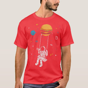 T-shirt Spaceman swing sur un hamburger, Planètes Cheesebu