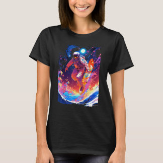 T-shirt Spacer surfing the waves of an alien planet hangin