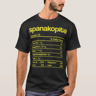 T-shirt Spanakopita Nutrition Fact Drôle Thanksgiving Chri