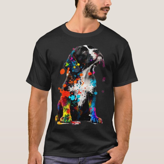 T-shirt Spaniel Puppy Dog Paint Splatter Puppy Dog (Devant)