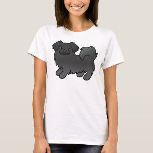 T-shirt Spaniel Tibétain Noir Chien de Dessin Animé Mignon