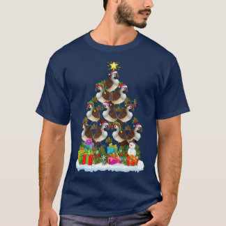 T-shirt Sparrow Bird Xmas Tree Lighting Santa Sparrow Chri