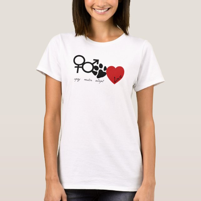T-shirt Spay-Neuter-Adopt-Love (Devant)