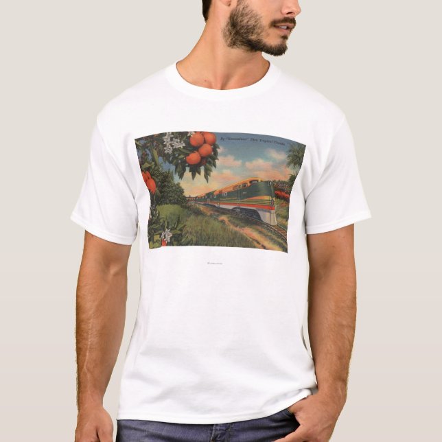 T-shirt Special orange de fleur de train (Devant)