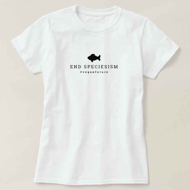 T-shirt Spéciéisme végétal Typographie minimale Poisson (Design devant)