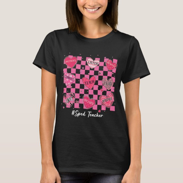 T-shirt SPED Coeurs enseignant Enseigner l'amour Inspirer  (Devant)