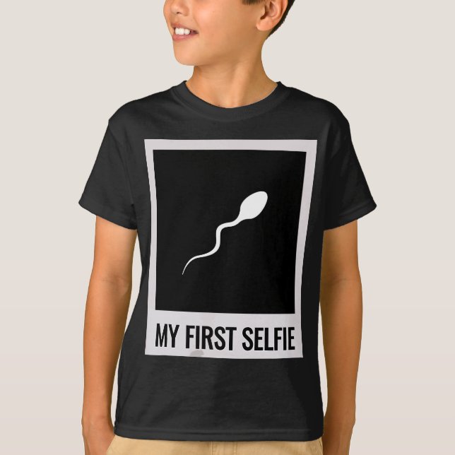 T-shirt Sperm, Mon premier Selfie, photo, photo, Drôle (Devant)