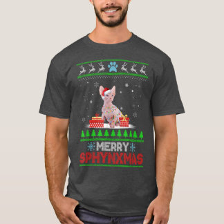 T-shirt Sphyn Amoureux des chats Noël laid Xmas Sweater Sp