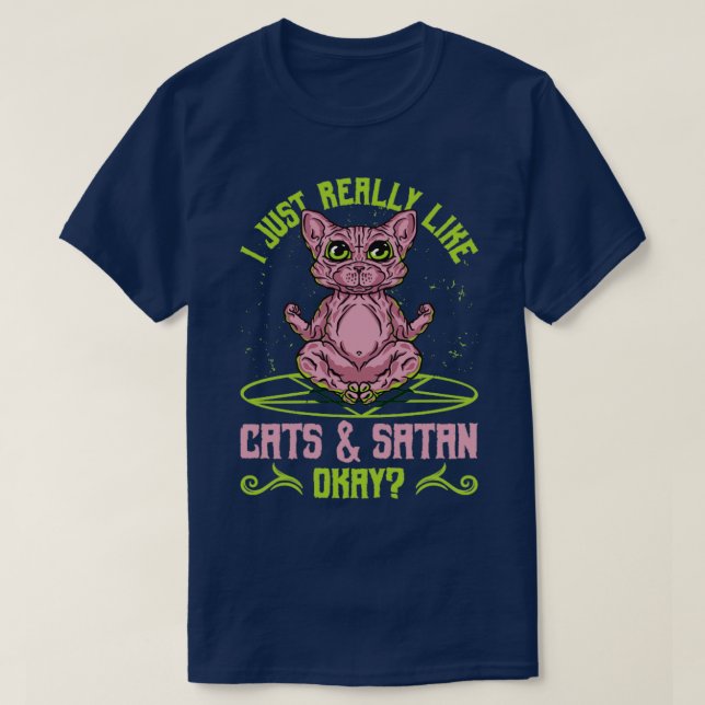 T-shirt Sphynx Cat Occult J'Aime Vraiment Les Chats Et Sat (Design devant)