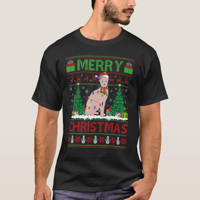 T-shirt Sphynx Cat   Xmas Tree Ugly Santa Sphynx Cat Chris (Devant)