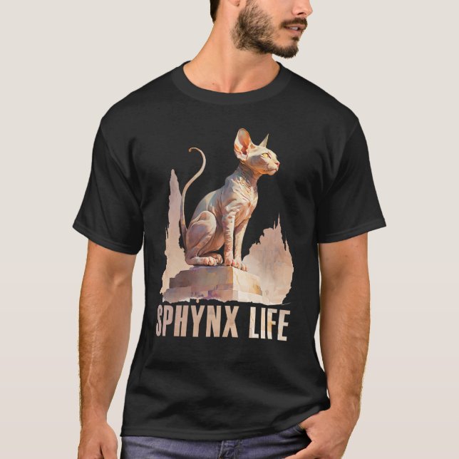T-shirt Sphynx Chat Aquarelle Sphynx Vie Chat Maman Papa (Devant)