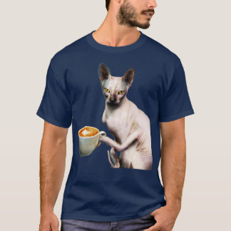 T-shirt Sphynx Chat Boire Café