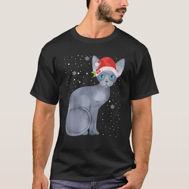 T-shirt Sphynx Chat de Noël Santa Hat Xmas Chatons Amateur (Devant)
