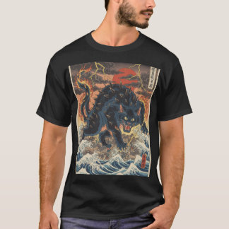 T-shirt Spiked Kaiju Over Tempest Ocean
