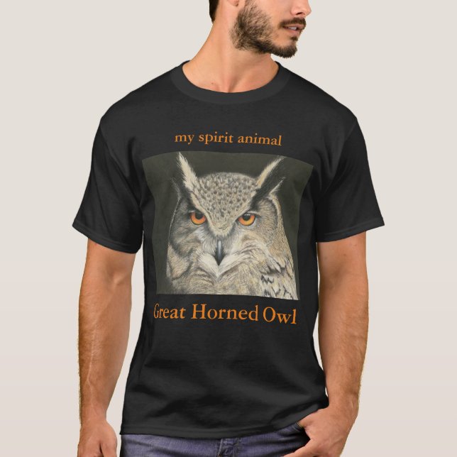 T-shirt Spirit Animal Grand Chouette à la corne (Devant)