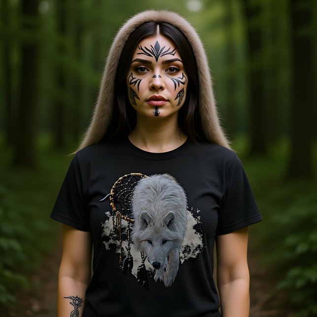 T-shirt Spirit Loup blanc animal avec attrape de rêve (Créateur téléchargé)