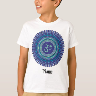 T-shirt Spirituel Mandala Om Purple Aqua Bleu Customisé