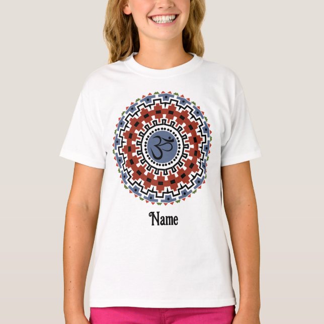 T-shirt Spirituel Mandala Yoga Om Rust Bleu Customisé (Devant)