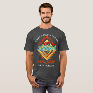 T-SHIRT SPITTING HALIBUT BAR DE PLONGÉE HOMER ALASKA SHACK