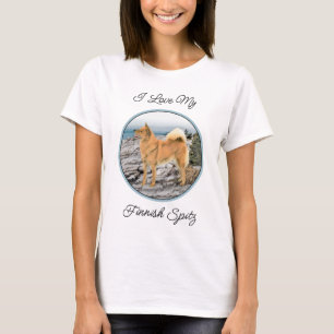 T-shirt Spitz finlandais au bord de la mer - Peinture - Ar
