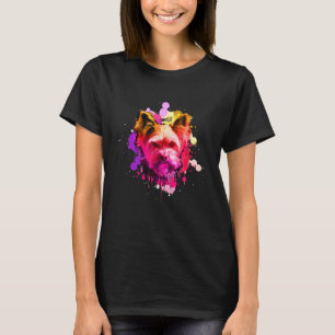 T-shirt Splash Art Chien Coloré Yorkie Terrier Yorkshire