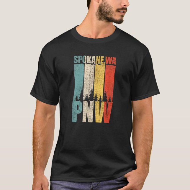 T-shirt Spokane rétro en détresse WA Pacifique Nord Ouest  (Devant)