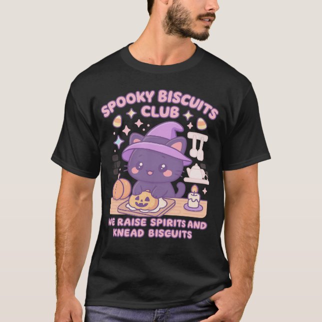 T-shirt Spooky Biscuits Club Cat Halloween Funny Baking  (Devant)