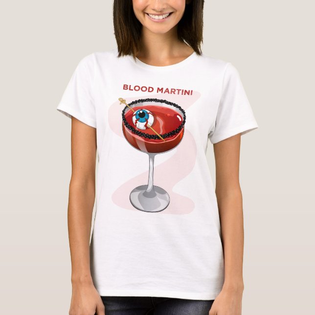 T-shirt Spooky Blood Martini with Eyeball Cocktail Graphic (Devant)
