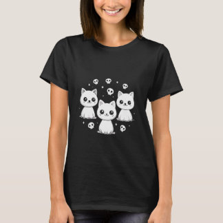 T-shirt Spooky Cat Ghosts Retro Halloween Women Girls