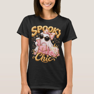 T-shirt Spooky Chic Pink Ghost Halloween Retro Women Tee