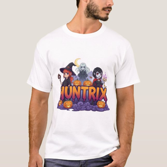 T-shirt Spooky Girl Gang with Pumpkins and Dripping  (Devant)