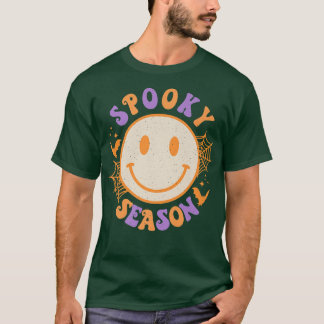 T-shirt Spooky Season Cute Happy Face Funny Halloween Retr