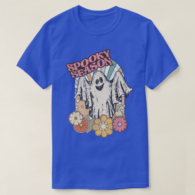 T-shirt Spooky Season Ghost Floral Girls Women Maman Hallo (Design devant)