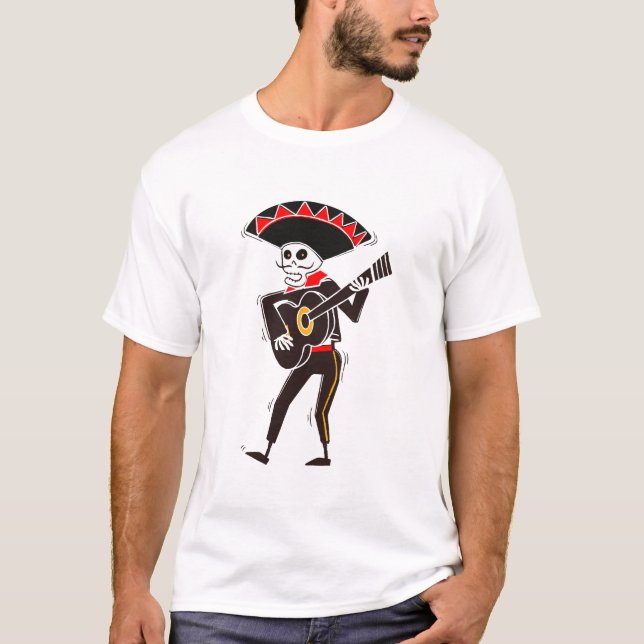 T-shirt Spooky Skeleton Guitar Player (Devant)