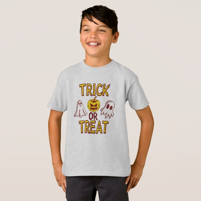 T-shirt Spooky Trick or Treat Halloween - ghosts & pumpkin (Devant entier)