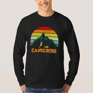T-shirt Sport canicross montagnes coureurs avec chien cour