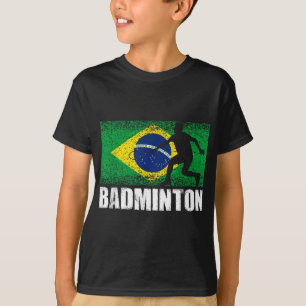 T-shirt Sport de badminton, Drapeau rétro du Brésil, Brési